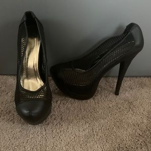 Black Mesh Heels